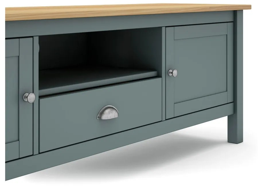 Szarozielona szafka pod TV z litego drewna sosnowego 158x53x40 cm Misti – Marckeric