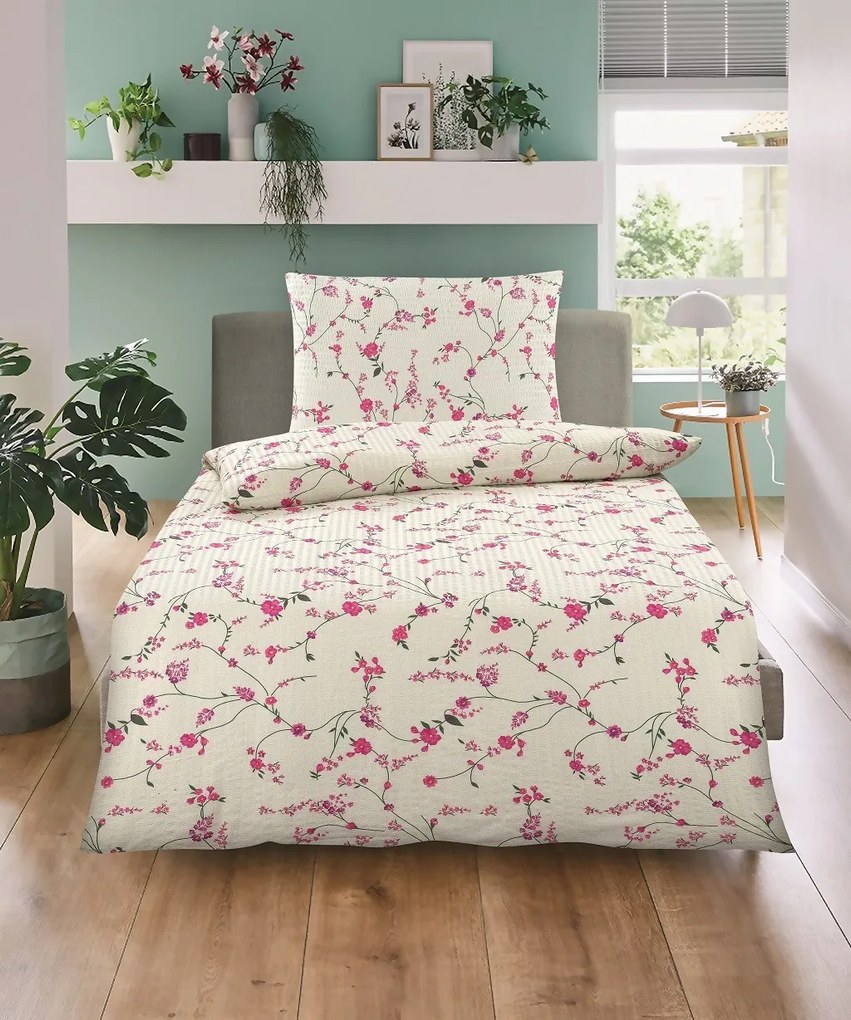 PrzytulneMieszkanie.pl PrzytulneMieszkanie.pl Pościel z kory FLORAL CREAM kremowa Rozmiar pościeli: 70 x 90 cm | 140 x 200 cm