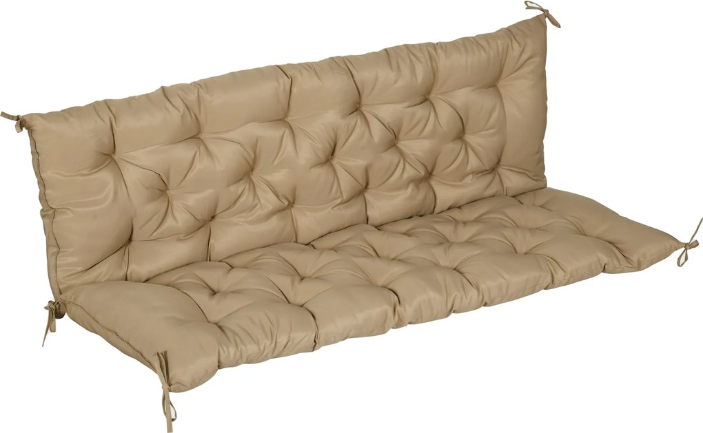 Outsunny Poduszka na ławkę dla 3 osób 150x98x8 cm, z paskami, na meble ogrodowe ławkę huśtawkową, Khaki