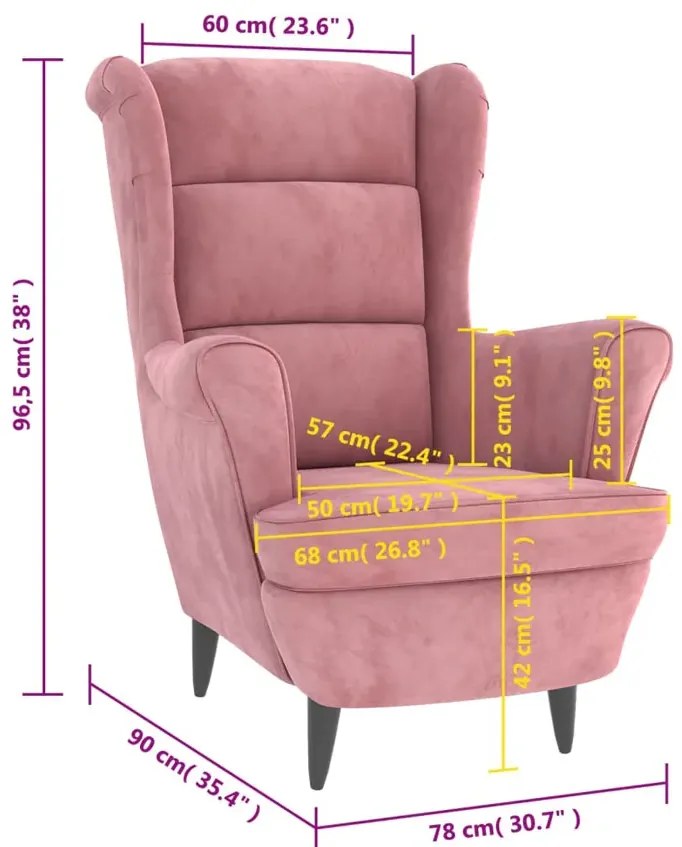 Różowy tapicerowany welurem fotel uszak G2-P27