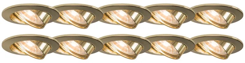 Zestaw 10 wpuszczanych reflektorów regulowanych złoty - Edu