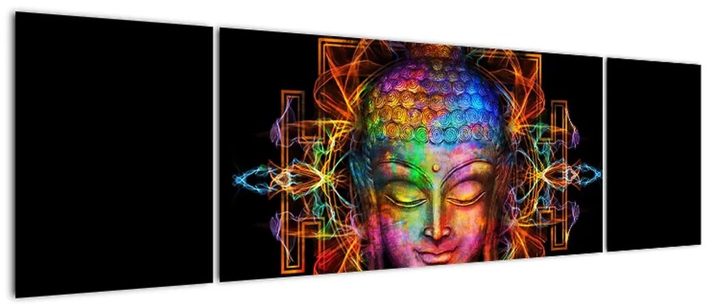 Obraz - Popiersie Buddy w neonowych kolorach (170x50 cm)