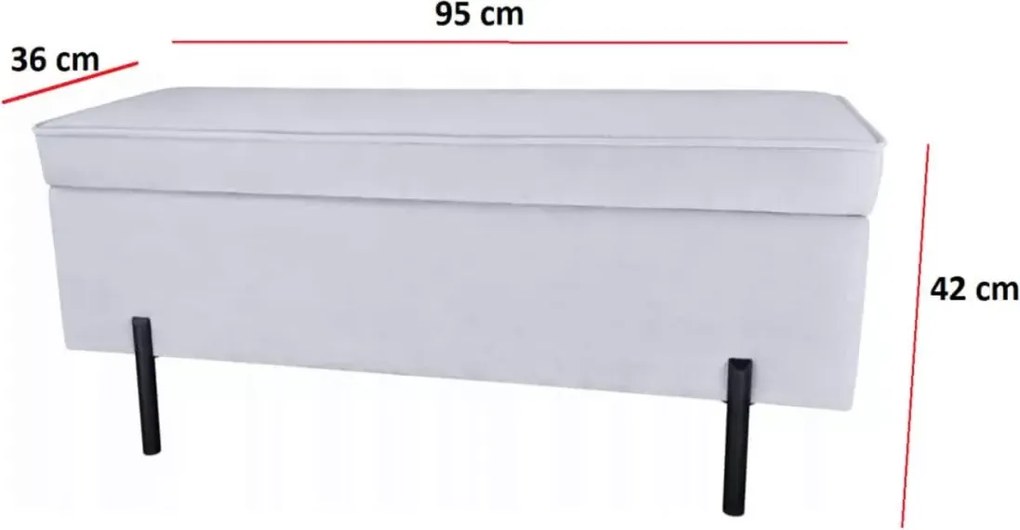 Elegancka tapicerowana pufa Tanis z pojemnikiem w stylu glamour na nogach