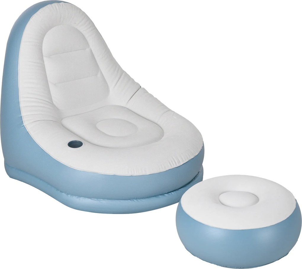 Outsunny Nadmuchiwany Krzesło Powietrzne na Zewnątrz, 125 x 100 x 87 cm, Biało-niebieski