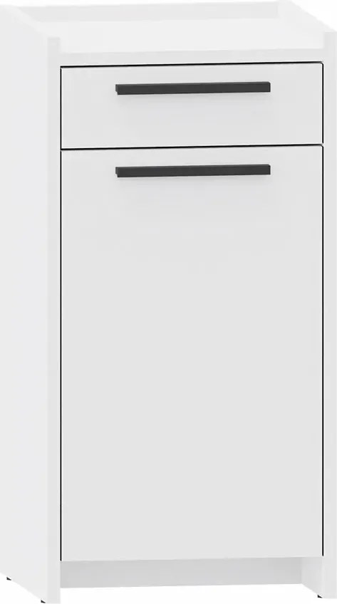 Nowoczesna biała komoda z szufladą oraz półką - E8-F52