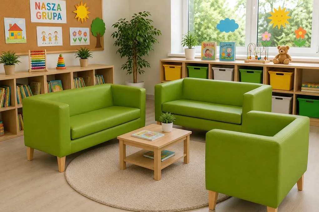 Sofa Monaco : Kolor nogi - Drewno, Kolor tkaniny - EKO-SKÓRA - 5D, Typ tkaniny - Eko-skóra , Wysokość nogi - 20 cm