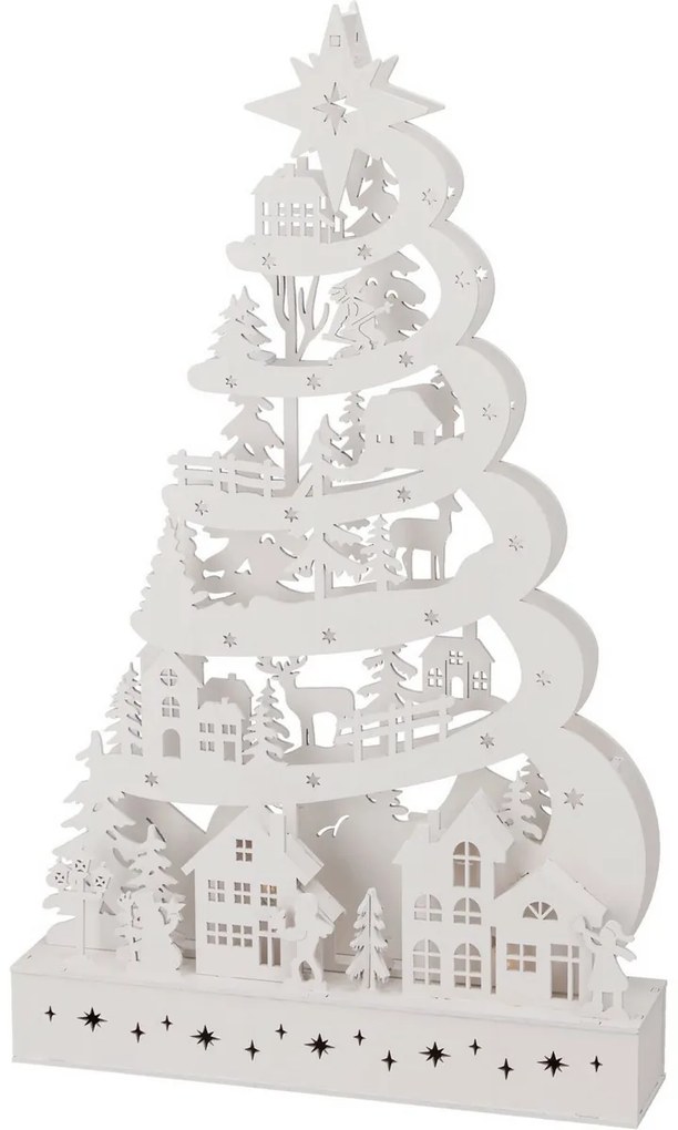 Świąteczna choinka świecąca, 45 x 6 x 27 cm, 15 diod LED, drewno