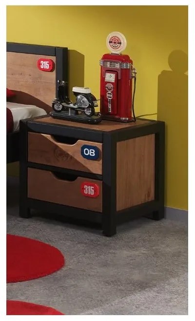 Brązowa szafka nocna z drewna sosnowego Vipack Alex