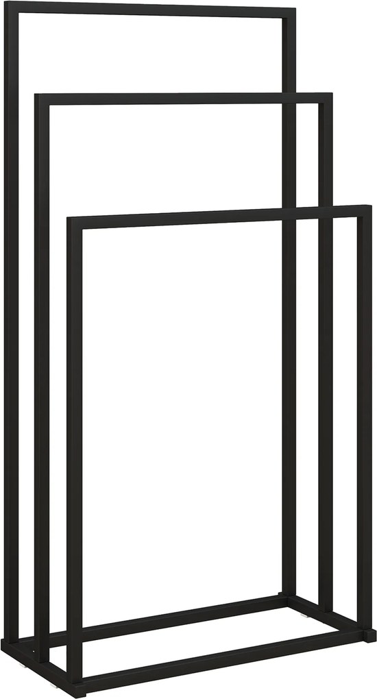 HOMCOM Stojak na ręczniki stojący z 3 drążkami, drabinka ze stali 45 x 21,5 x 85 cm