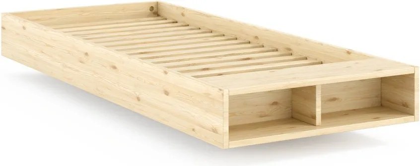 Łóżko jednoosobowe z litego drewna sosnowego bez zagłówka ze stelażem 90x200 cm w naturalnym kolorze Merge – Karup