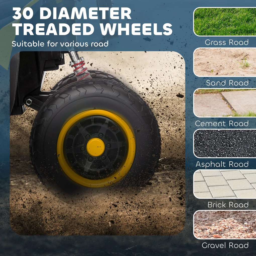 AIYAPLAY Dziecięcy Elektryczny Quad, 3-6 km/h, Reflektory LED, Muzyka, USB, dla Dzieci 3-8 Lat, Żółty