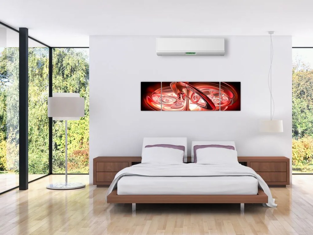 Obraz - czerwone kształty (170x50 cm)