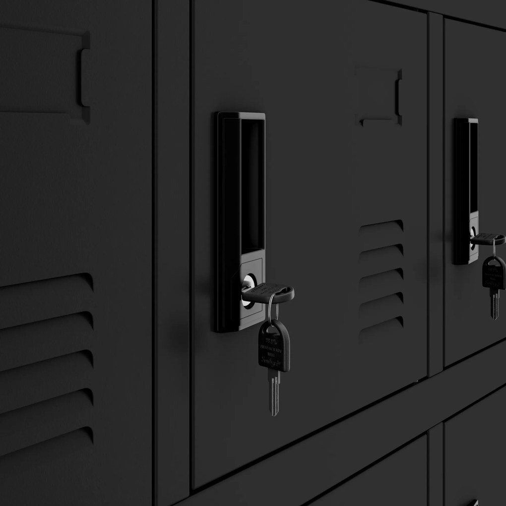 Szafka pracownicza skrytkowa czarna: KAROL, 900 x 1850 x 400 mm