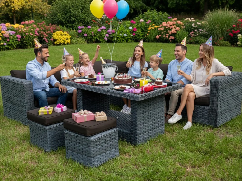 Komplet z technorattanu MAESTOSO szary