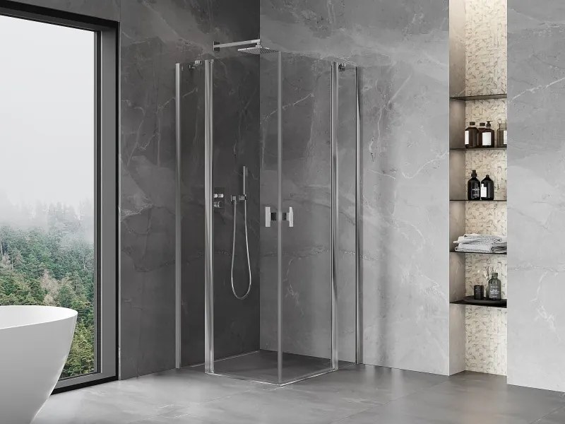 Mexen Mist Duo kabina prysznicowa uchylna 75 x 75 cm, transparent, chrom - 8A4-075-075-01-00