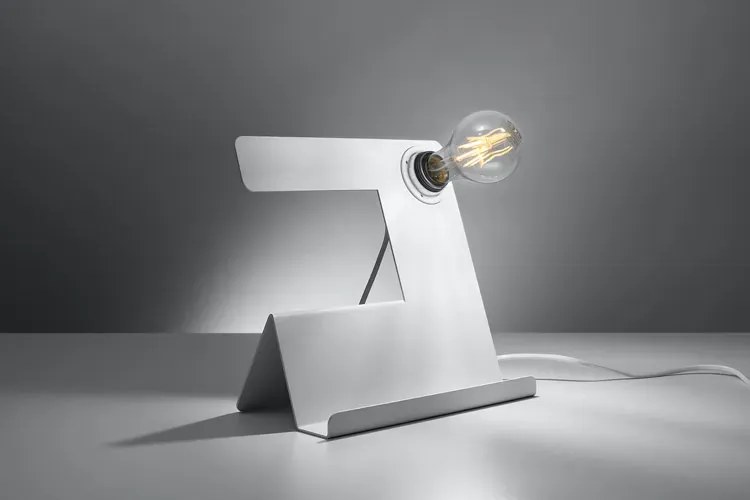 Biała industrialna lampka stołowa - EX562-Oliban
