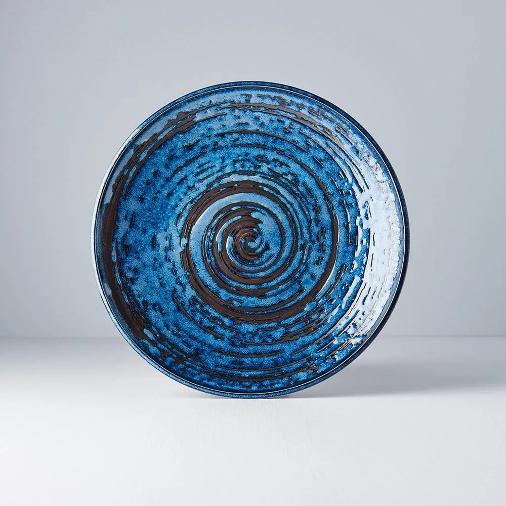 Niebieski talerz ceramiczny MIJ Copper Swirl, ø 25 cm