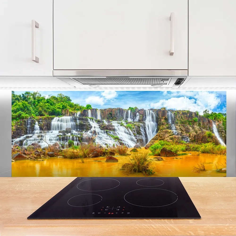 Panel Szklany Ukryty Wodospad w Lesie