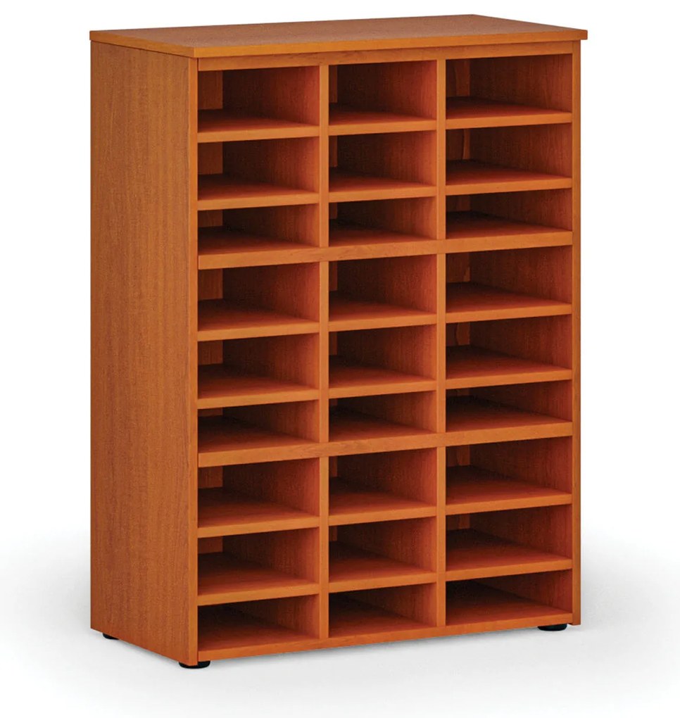 Regał sortujący PRIMO WOOD, 800 x 420 x 1087 mm, 27 przegród, czereśnia