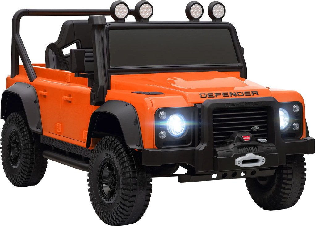 AIYAPLAY Elektryczny samochód dziecięcy, zasilany akumulatorem 12V, zdalne sterowanie, funkcja muzyczna, klakson, światła LED, pomarańczowy