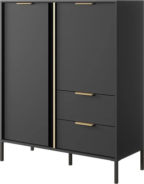 Komoda wysoka do salonu sypialni, antracyt, 103,3 x 39,5 x 123,4 cm
