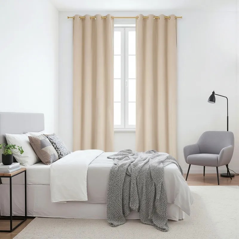 Zasłona gotowa welurowa na przelotkach 140x250 JASNY BEŻ Virella