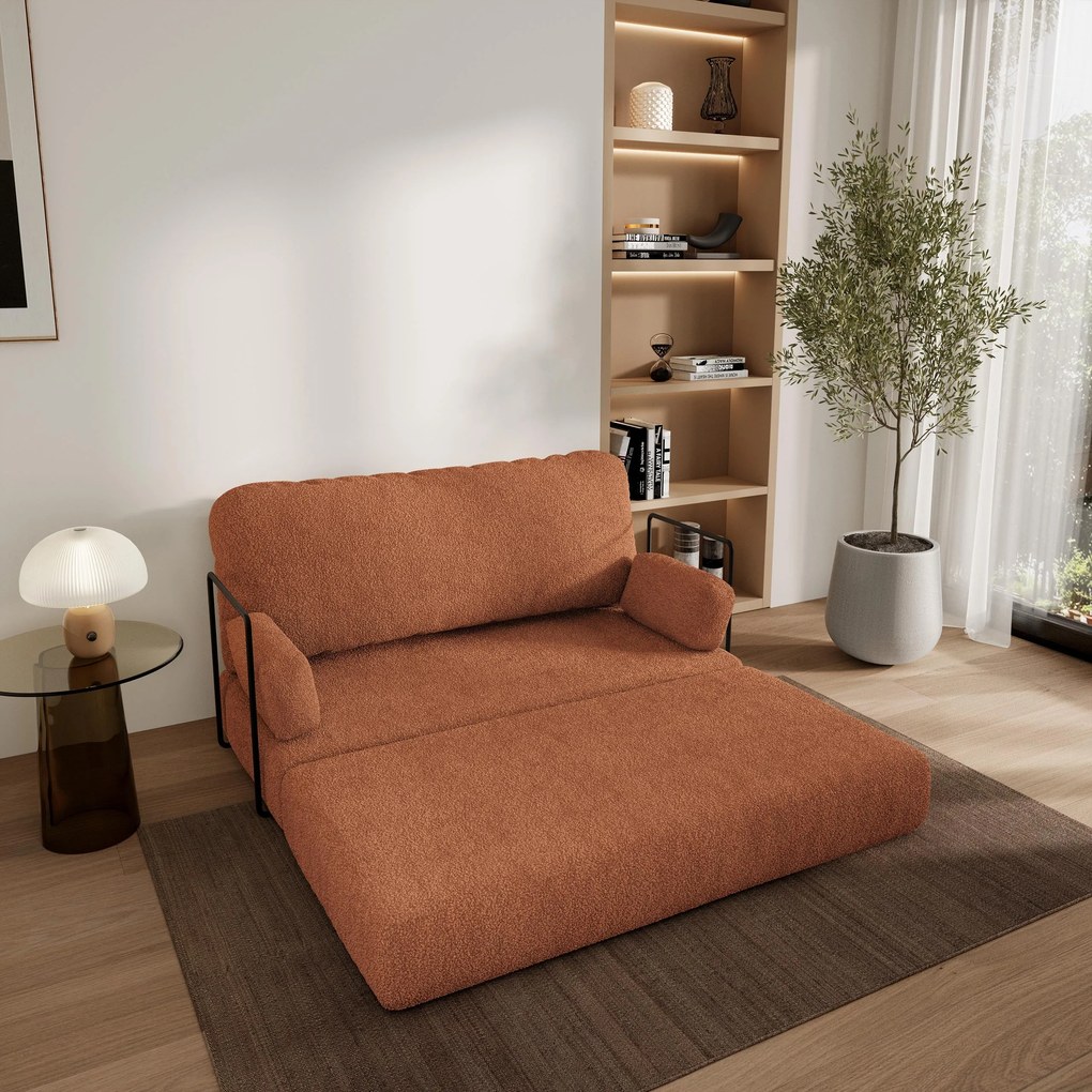 Masseno Sofa piankowa KESTE z funkcją spania, Kanapa z pianki do salonu, Bezmontażowa, Tkanina bucle – Miedziany QUELLE 54