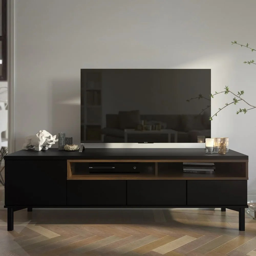 Czarna szafka pod TV 156x48x48 cm Roomers – Tvilum