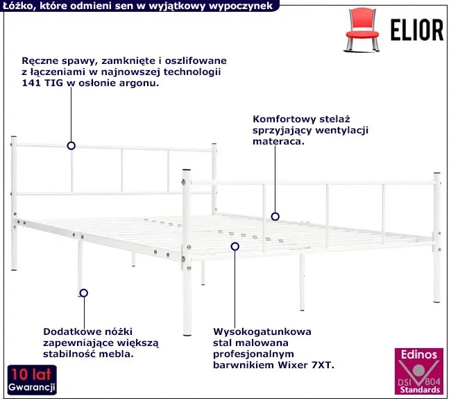 Białe metalowe łóżko 120x200 cm Ecavo 4X