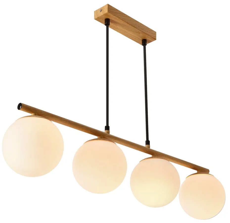 Biało-naturalna lampa wisząca ze szklanym kloszem Carrine – Candellux Lighting