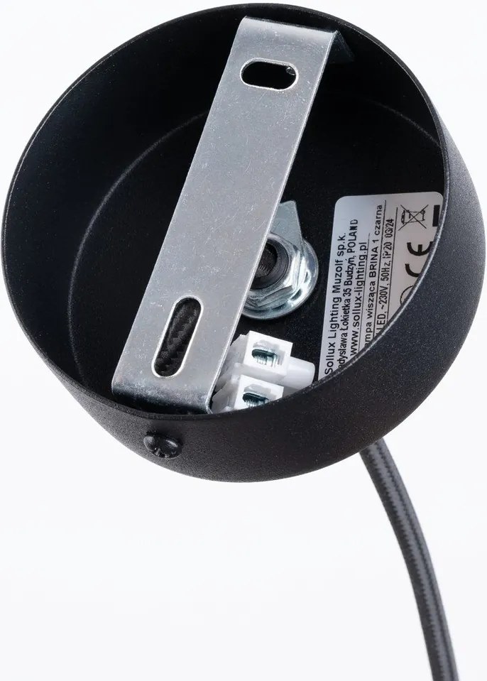 Biało-czarna lampa wisząca ze szklanym kloszem Belinda – Sollux