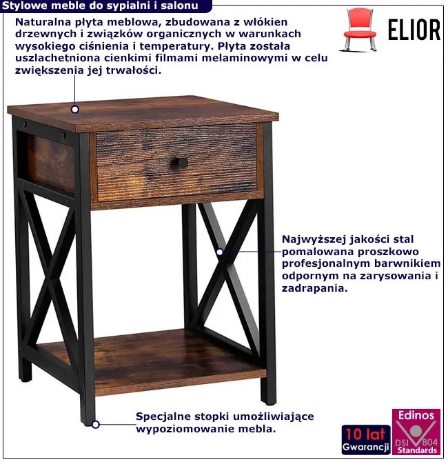 Loftowa szafka z szufladą rustykalny brąz W6-L17