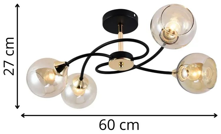 Nowoczesny czarno-złoty żyrandol - A230 Corse 3X