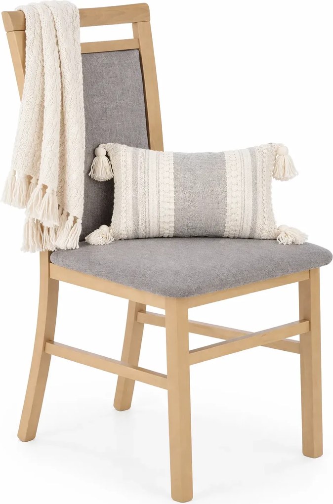 Klasyczne tapicerowane krzesło drewniane dąb sonoma W1-S86