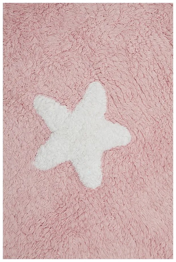 Różowy bawełniany dywan dziecięcy tkany ręcznie odpowiedni do prania 120x160 cm Stars – Lorena Canals