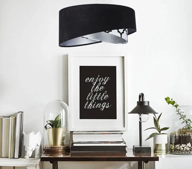 Czarno-srebrna asymetryczna lampa wisząca - 4X EX997 Z1-A31