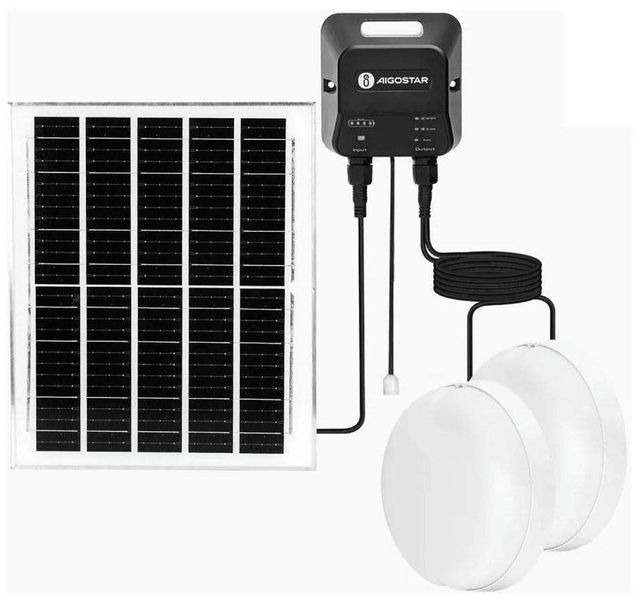 Aigostar - LED Oświetlenie solarne 2xLED/70W/12V 12000 mAh 6500K śr. 20,5 cm