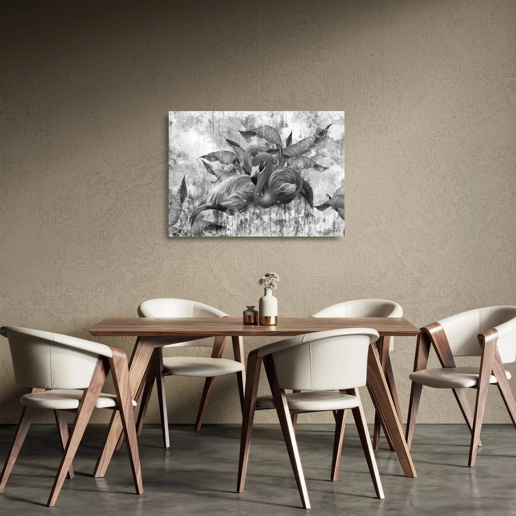 Obraz na szkle - Graffiti z flamingami (70x50 cm)