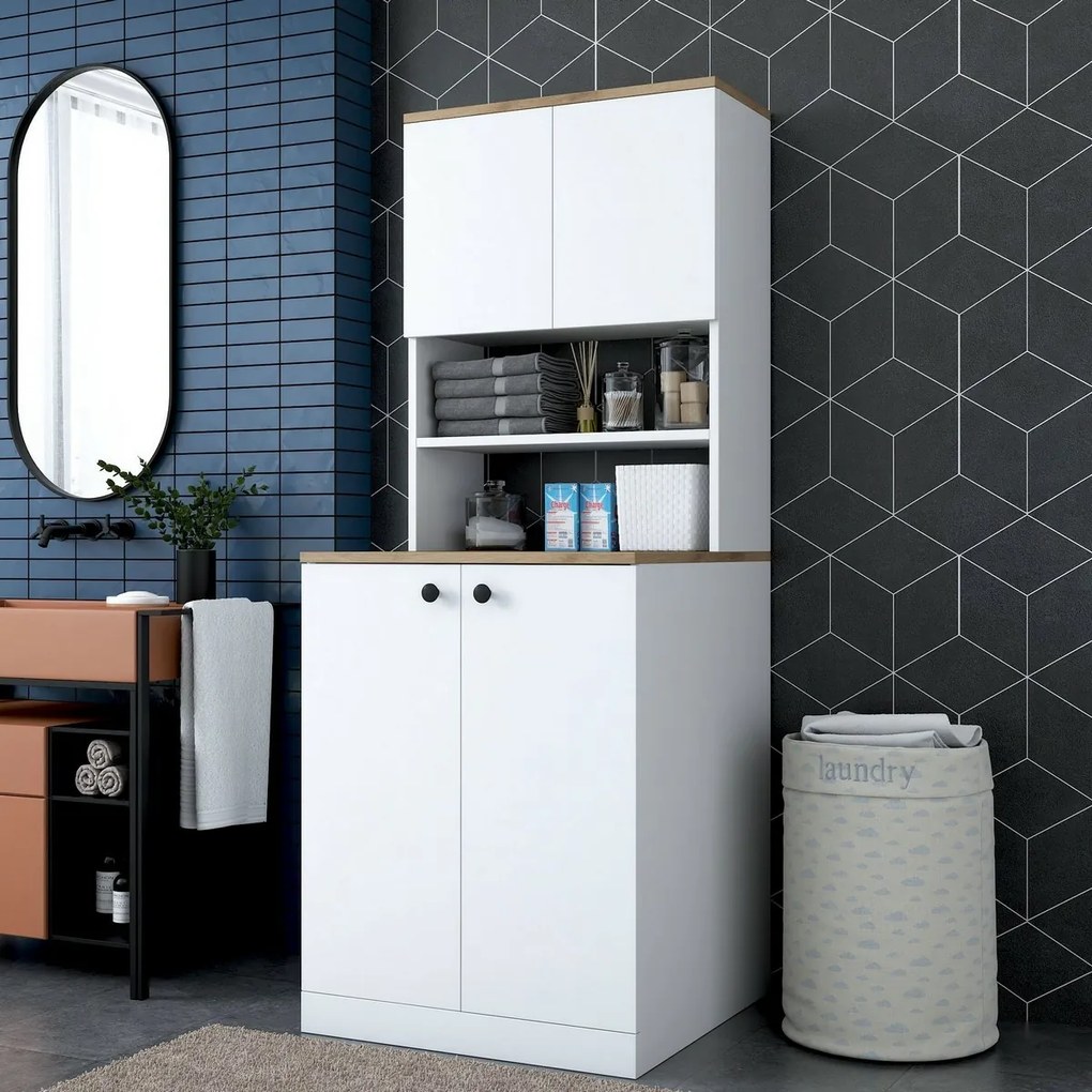 Szafka nad pralkę Kira White and Walnut