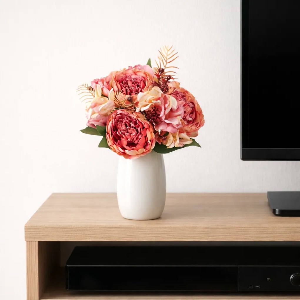 Piwonie w bukiecie, pudrowy róż, 20 x 26 cm