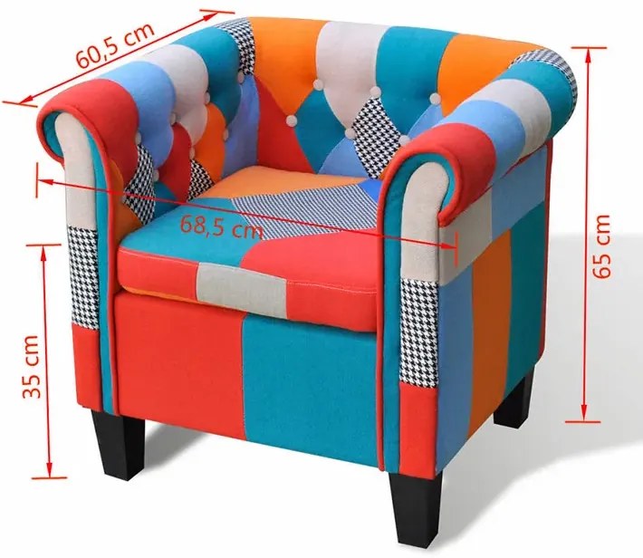 Fotel patchworkowy chesterfield M6-R69
