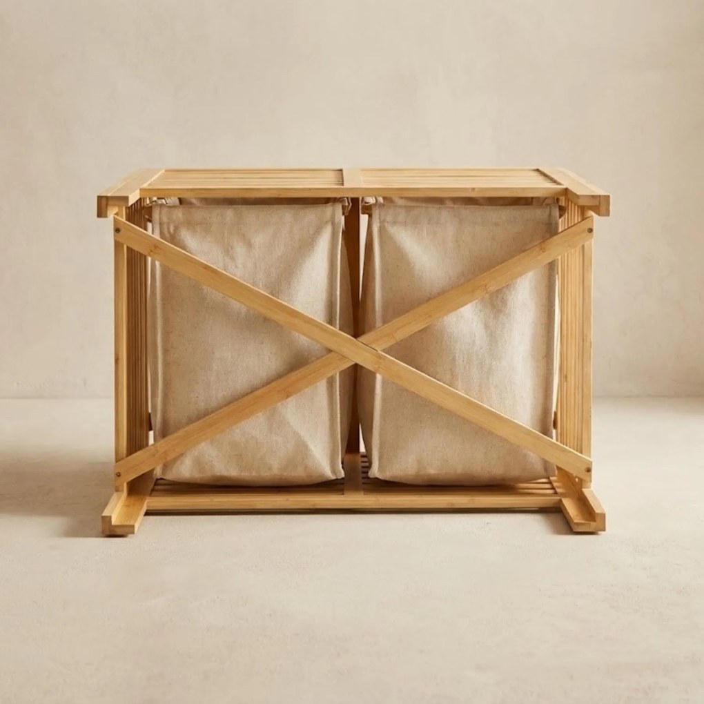 Podwójny kosz na pranie, bambusowy MOA, 90 l