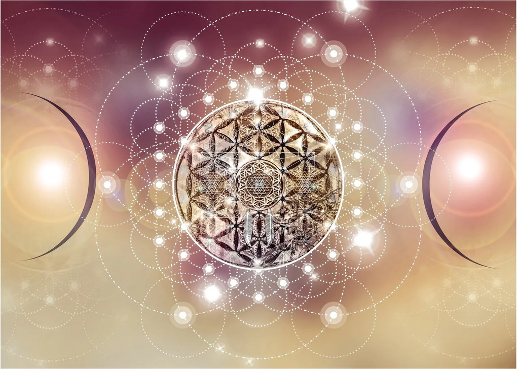 Obraz na szkle - Mandala z elementami (70x50 cm)