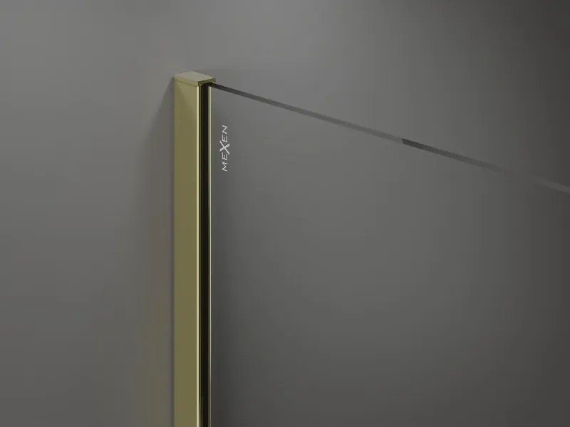Mexen Kioto ścianka prysznicowa Walk-in 70 x 200 cm, transparent 8 mm, złota - 800-070-101-50-00