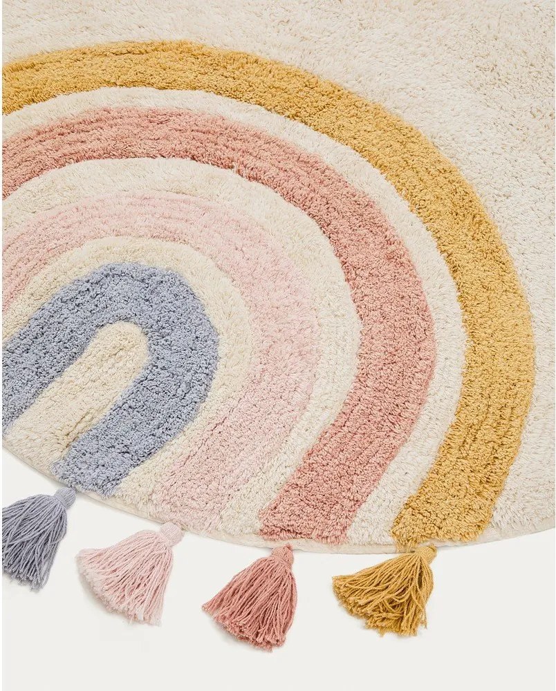 Bawełniany dywan dziecięcy odpowiedni do prania/tkany ręcznie w kolorze kości słoniowej ø100 cm Tadea – Kave Home