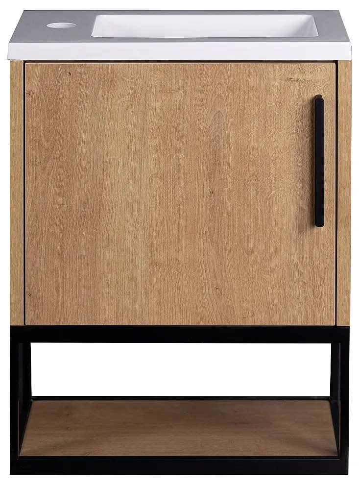 Szafka pod umywalkę wisząca z wnęką - 40 cm - Naturalny jasny - LOPENA