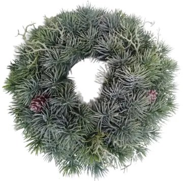 Świąteczny wieniec z gałązek sosny pokryty szronemi trawą, średnica 30 cm