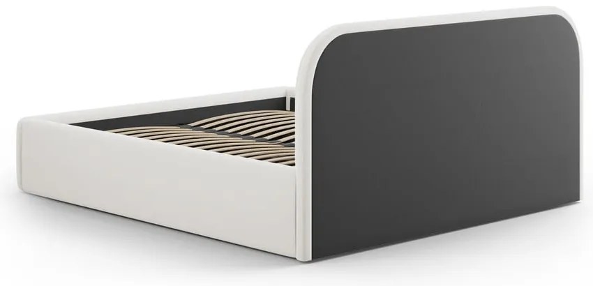 Beżowe tapicerowane łóżko dwuosobowe ze schowkiem ze stelażem 200x200 cm Juno – Windsor &amp; Co Sofas
