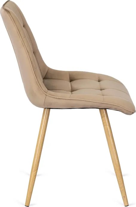 Krzesło Tapicerowane do Salonu RODRI Beżowe Welurowe Nowoczesne