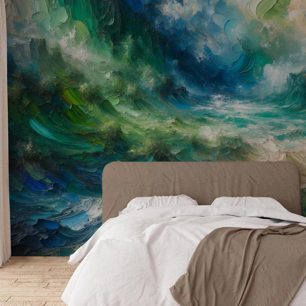 Fototapeta - Zielono-niebieska abstrakcja (196x136 cm)